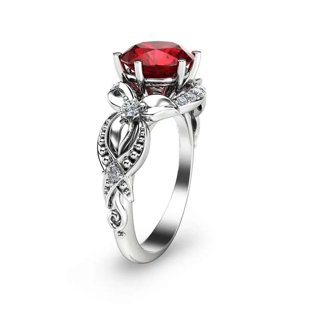 Ruby Ring-14K White Gold Engagement Ring-White Gold Ruby Ring 1 Ruby Ring-14K White Gold Engagement Ring-White Gold Ruby Ring