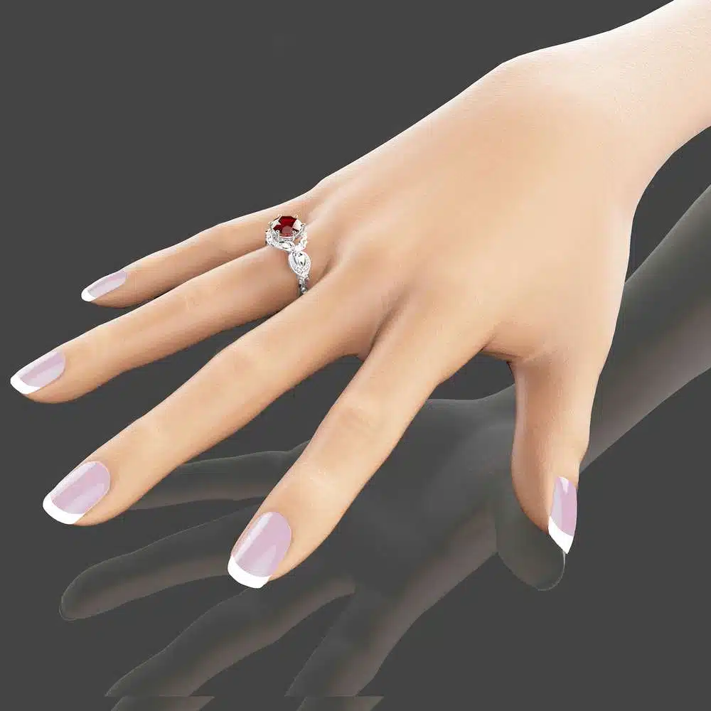 Ruby Ring-14K White Gold Engagement Ring-White Gold Ruby Ring 3 Ruby Ring-14K White Gold Engagement Ring-White Gold Ruby Ring