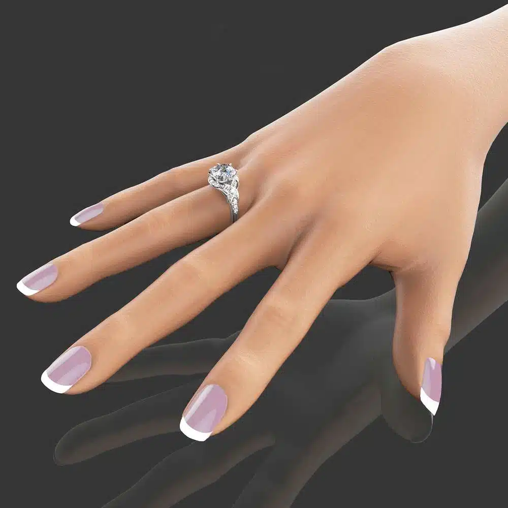 2ct Moissanite Vintage Engagement Ring 14K White Gold Engagement Ring Vintage Moissanite Ring
