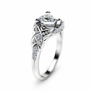 Trillion Cut Moissanite Engagement Ring 14K White Gold Engagement Ring Unique Trillion Moissanite Ring