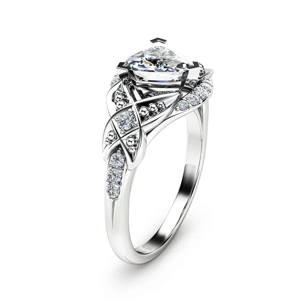 Trillion Cut Moissanite Engagement Ring 14K White Gold Engagement Ring Unique Trillion Moissanite Ring 1 Trillion Cut Moissanite Engagement Ring 14K White Gold Engagement Ring Unique Trillion Moissanite Ring