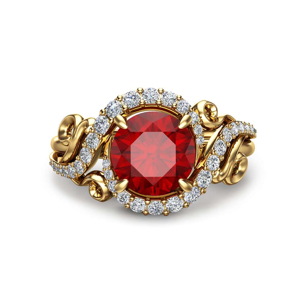 14K Yellow Gold Ruby Ring Unique Engagement Ring Ruby Engagement Ring 2 14K Yellow Gold Ruby Ring Unique Engagement Ring Ruby Engagement Ring