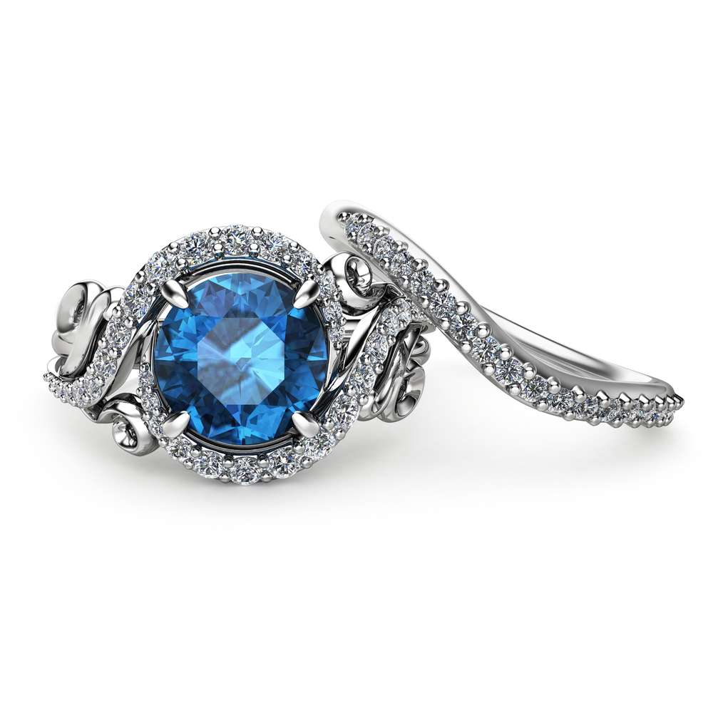 Blue Diamond Engagement Ring Set Unique 14K White Gold Ring with Matching Band Blue Diamond Engagement Ring 2 Blue Diamond Engagement Ring Set Unique 14K White Gold Ring with Matching Band Blue Diamond Engagement Ring