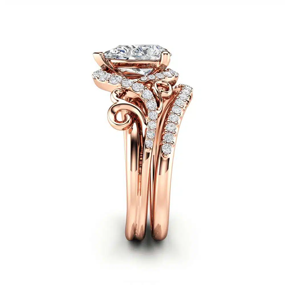 Pear Engagement Ring Set Pear Cut Moissanite Ring 14K Rose Gold Ring Unique Wedding Rings 3 Pear Engagement Ring Set Pear Cut Moissanite Ring 14K Rose Gold Ring Unique Wedding Rings