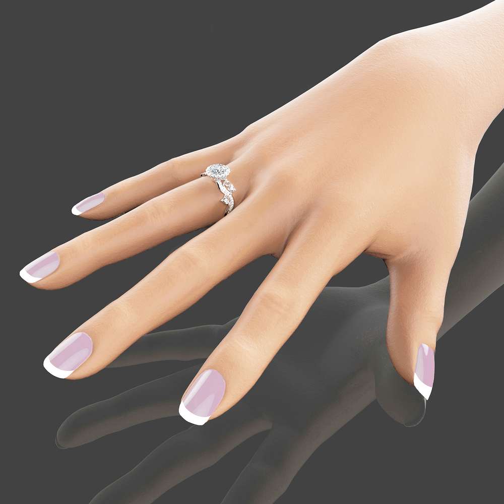 Halo Engagement Ring 14K White Gold Half Carat Natural Diamond Art Deco Engagement Ring 3 Halo Engagement Ring 14K White Gold Half Carat Natural Diamond Art Deco Engagement Ring
