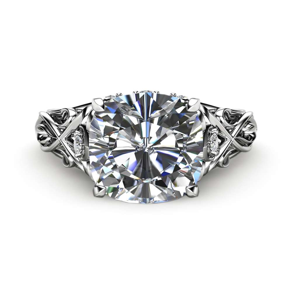 Cushion Moissanite Engagement Ring 14K White Gold Cushion Ring Unique Moissanite Engagement Ring Art Deco Ring 2 Cushion Moissanite Engagement Ring 14K White Gold Cushion Ring Unique Moissanite Engagement Ring Art Deco Ring