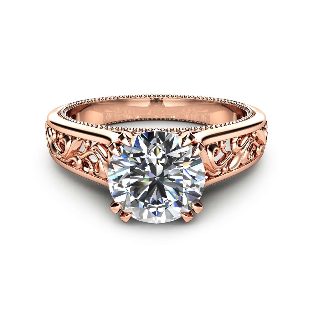 Antique Design Engagement Ring 14K Rose Gold Moissanite Engagement Ring Rose Gold Engagement Ring 2 Antique Design Engagement Ring 14K Rose Gold Moissanite Engagement Ring Rose Gold Engagement Ring