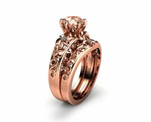 Special Offer - Vintage Floral Design Rose Gold Matching Band