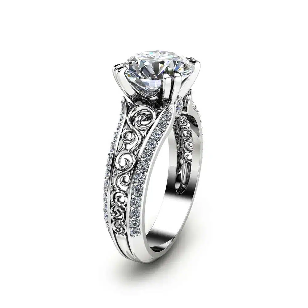 2CT Moissanite Engagement Ring Handmade 14K White Gold Engagement Ring Diamond Moissanite Ring 1 2CT Moissanite Engagement Ring Handmade 14K White Gold Engagement Ring Diamond Moissanite Ring