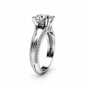 Victorian Moissanite Engagement Ring 14K White Gold Ring Unique 2.0 Carat Moissanite Engagement Ring