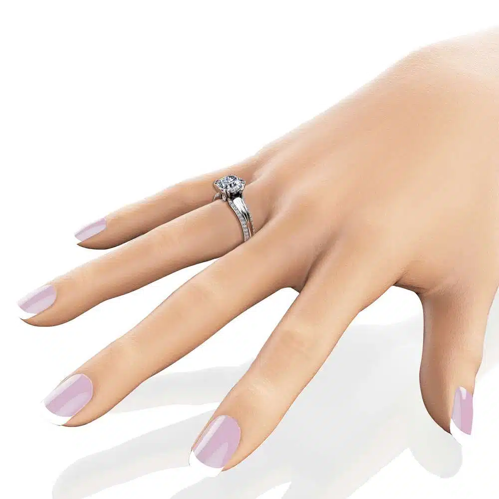 Victorian Moissanite Engagement Ring 14K White Gold Ring Unique 2.0 Carat Moissanite Engagement Ring