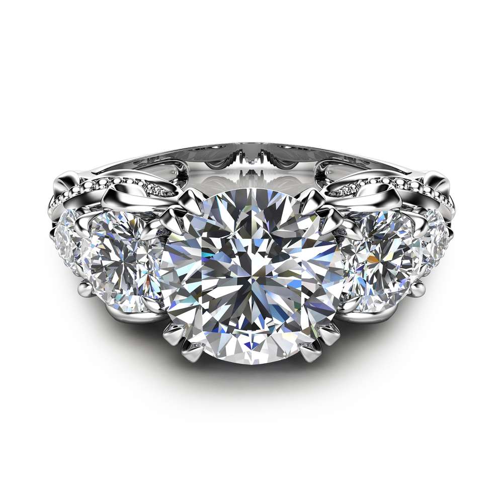 Five Stone Moissanite Engagement Ring Unique Engagement Ring in 14K White Gold Forever Brilliant Moissanite Ring 2 Five Stone Moissanite Engagement Ring Unique Engagement Ring in 14K White Gold Forever Brilliant Moissanite Ring