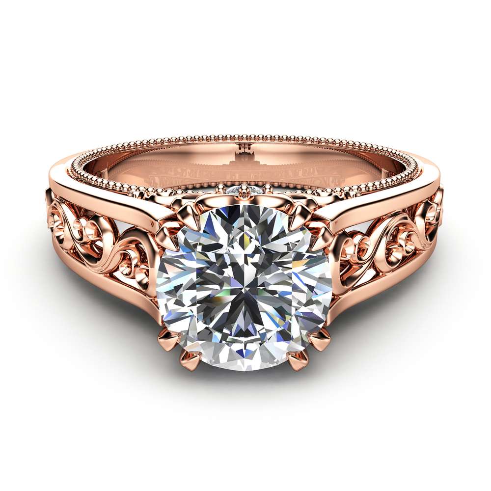 Rose Gold Moissanite Engagement Ring Milgrain Moissanite Ring Vintage Engagement Ring 4 Rose Gold Moissanite Engagement Ring Milgrain Moissanite Ring Vintage Engagement Ring