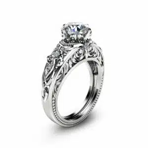Vintage Engagement Ring  14K White Gold Ring Vintage Engagement Ring