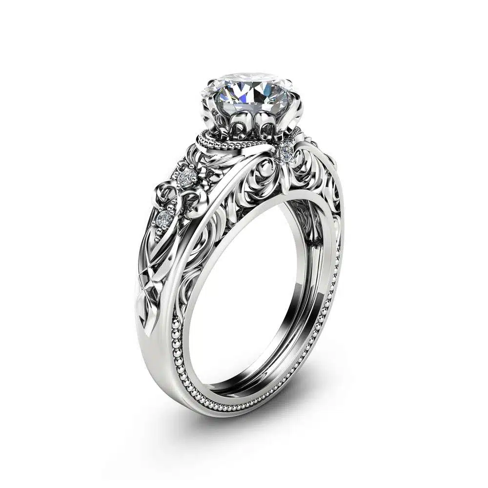 Vintage Engagement Ring 14K White Gold Ring Vintage Engagement Ring 1 Vintage Engagement Ring 14K White Gold Ring Vintage Engagement Ring
