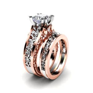 14K Two Tone Gold Art Deco Matching Band Only