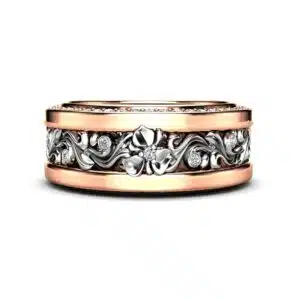Mens Art Deco Filigree Matching Band