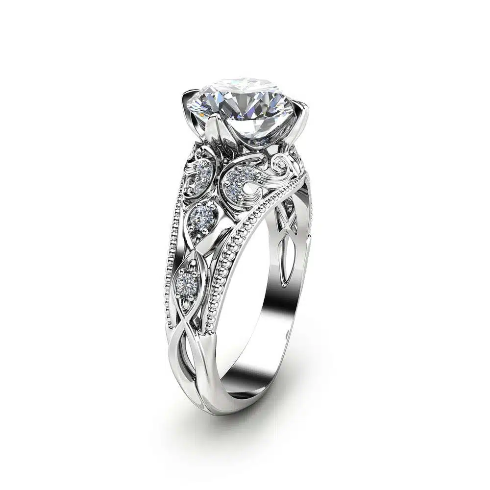 Unique Engagement Ring 14K White Gold Moissanite Ring 2 Carat Engagement Ring Unique Moissanite Ring 1 Unique Engagement Ring 14K White Gold Moissanite Ring 2 Carat Engagement Ring Unique Moissanite Ring