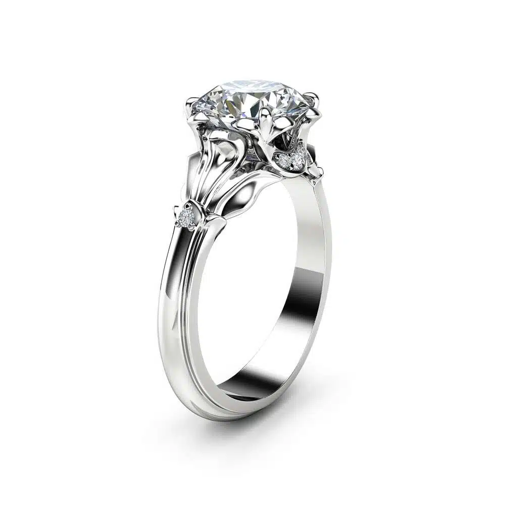 Unique Moissanite Engagement Ring 14K White Gold Engagement Rin 1 Unique Moissanite Engagement Ring 14K White Gold Engagement Rin