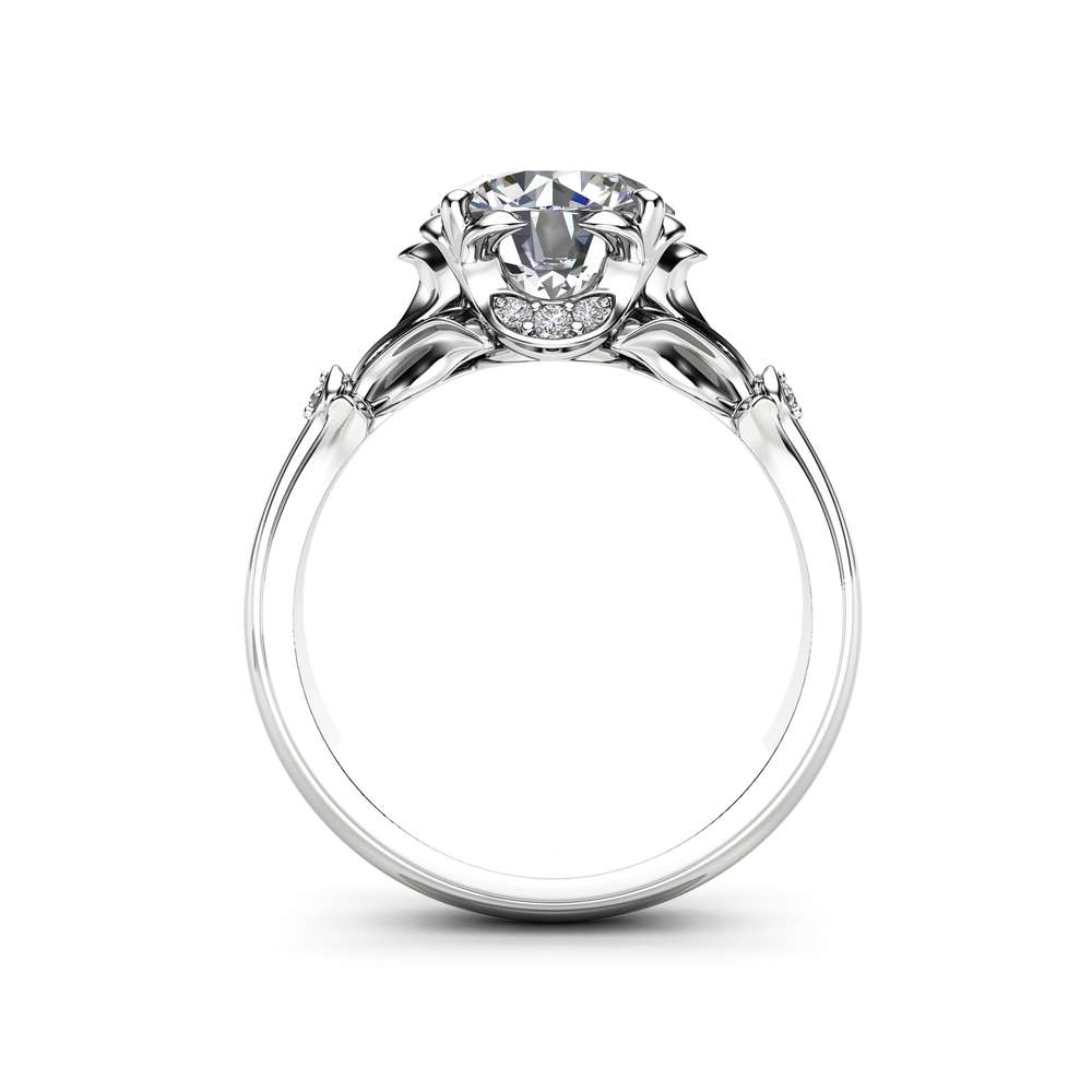 Unique Moissanite Engagement Ring 14K White Gold Engagement Rin