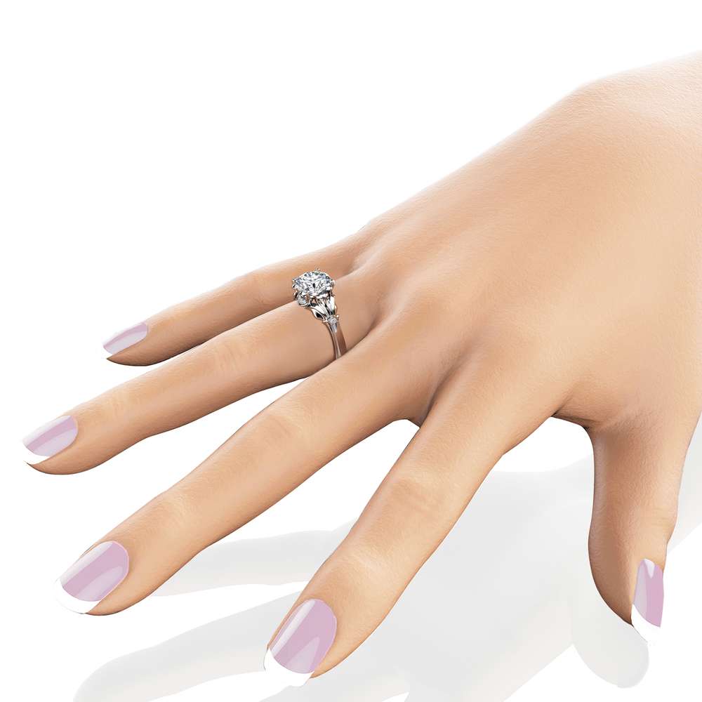 Unique Moissanite Engagement Ring 14K White Gold Engagement Rin