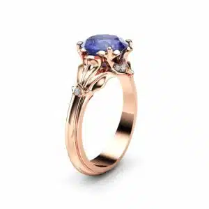 Tanzanite Petal Engagement Ring 14K Rose Gold Petal Ring 2 Carat Natural Tanzanite Engagement Ring