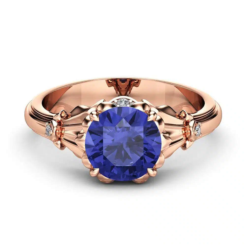 Tanzanite Petal Engagement Ring 14K Rose Gold Petal Ring 2 Carat Natural Tanzanite Engagement Ring