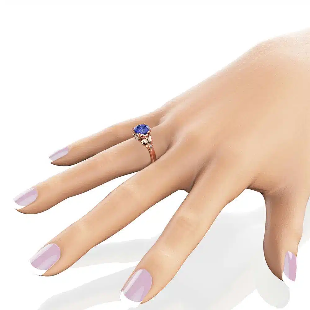 Tanzanite Petal Engagement Ring 14K Rose Gold Petal Ring 2 Carat Natural Tanzanite Engagement Ring