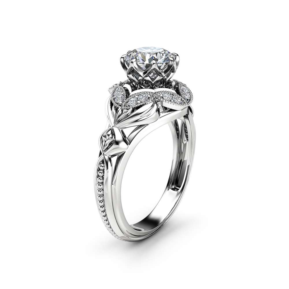 Moissanite Designer Engagement Ring 14K White Gold Engagement Ring Diamond Alternative Designer Ring 1 Moissanite Designer Engagement Ring 14K White Gold Engagement Ring Diamond Alternative Designer Ring