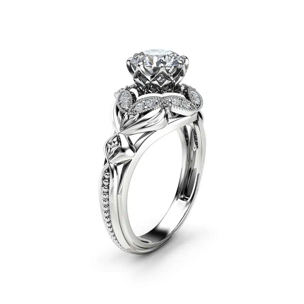 Moissanite Designer Engagement Ring 14K White Gold Engagement Ring Diamond Alternative Designer Ring 1 Moissanite Designer Engagement Ring 14K White Gold Engagement Ring Diamond Alternative Designer Ring