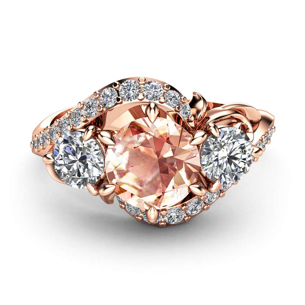 Three Stone Morganite Diamond Engagement Ring 14K Rose Gold Ring Unique Natural Diamonds Ring
3-Stone Diamond Ring