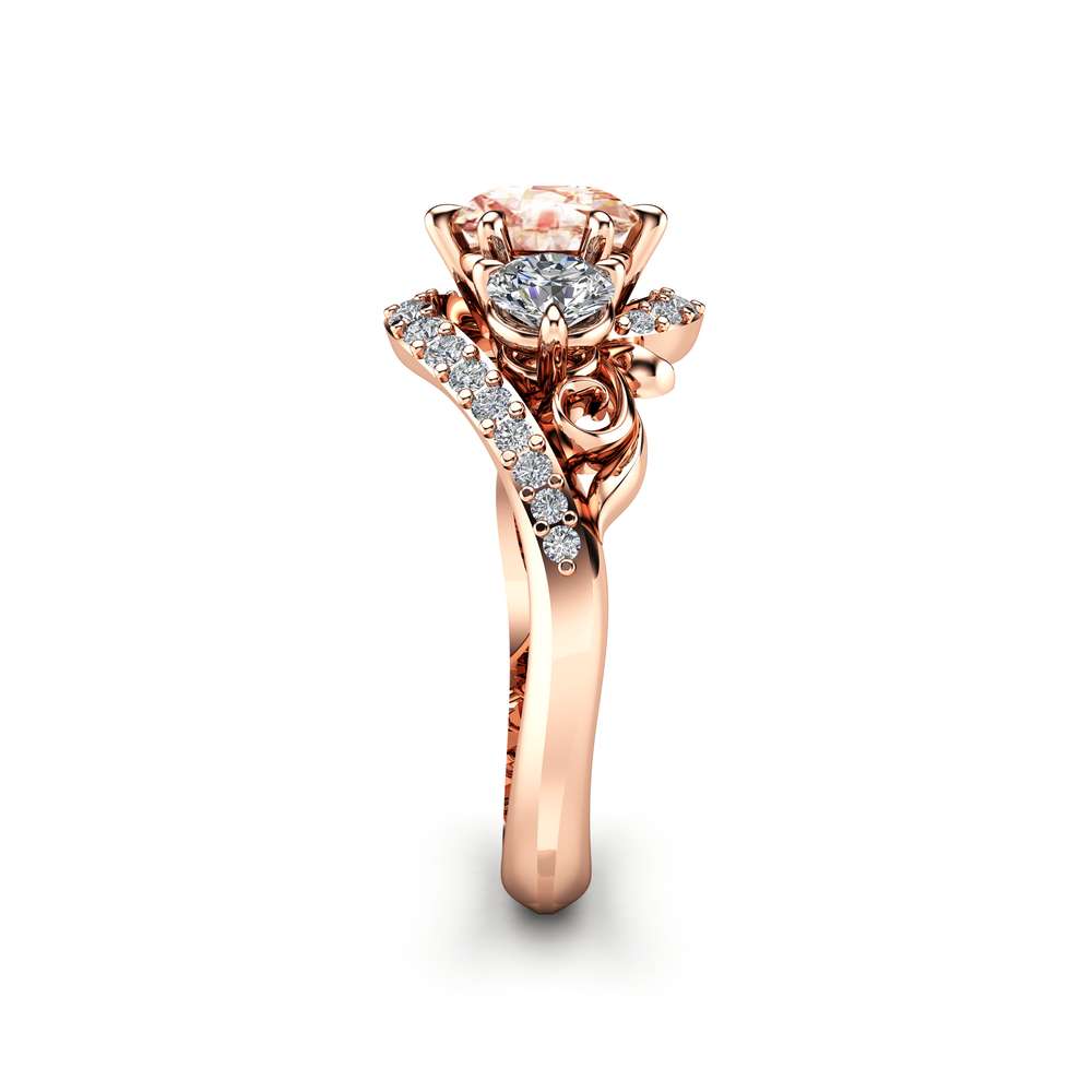 Three Stone Morganite Diamond Engagement Ring 14K Rose Gold Ring Unique Natural Diamonds Ring
3-Stone Diamond Ring