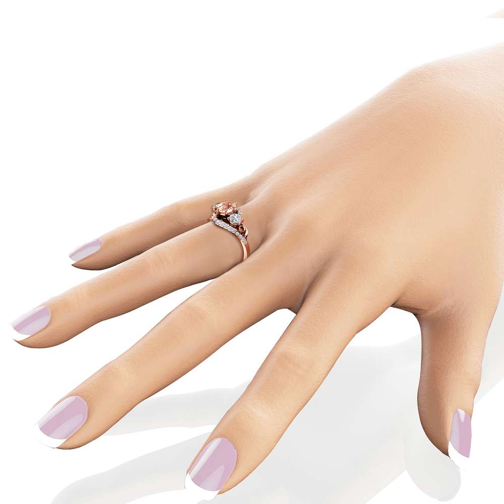 Three Stone Morganite Diamond Engagement Ring 14K Rose Gold Ring Unique Natural Diamonds Ring
3-Stone Diamond Ring
