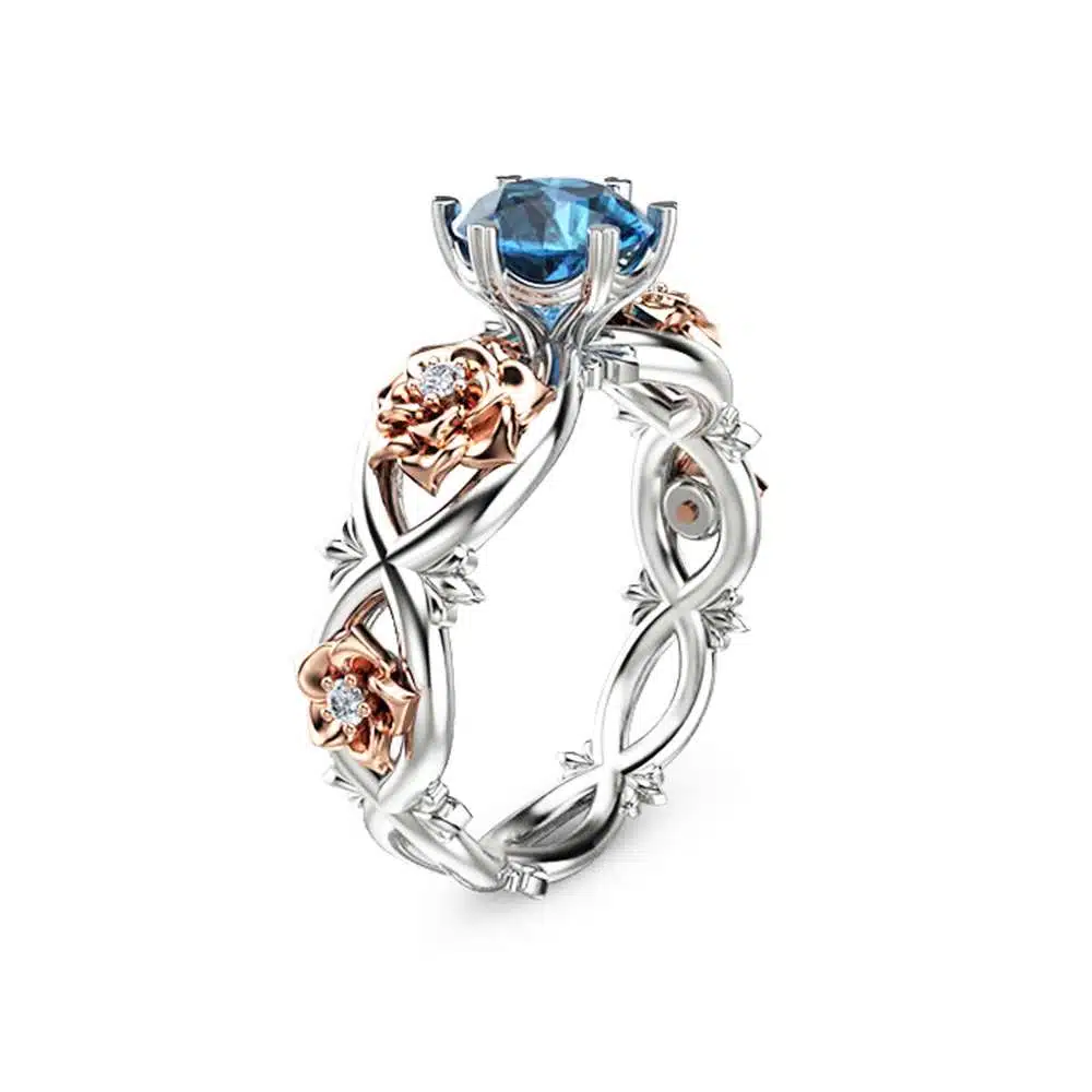 Unique Blue Topaz Ring 14K Two Tone Gold Topaz Engagement Ring Unique Engagement Ring Two Tone Engag 1 Unique Blue Topaz Ring 14K Two Tone Gold Topaz Engagement Ring Unique Engagement Ring Two Tone Engag
