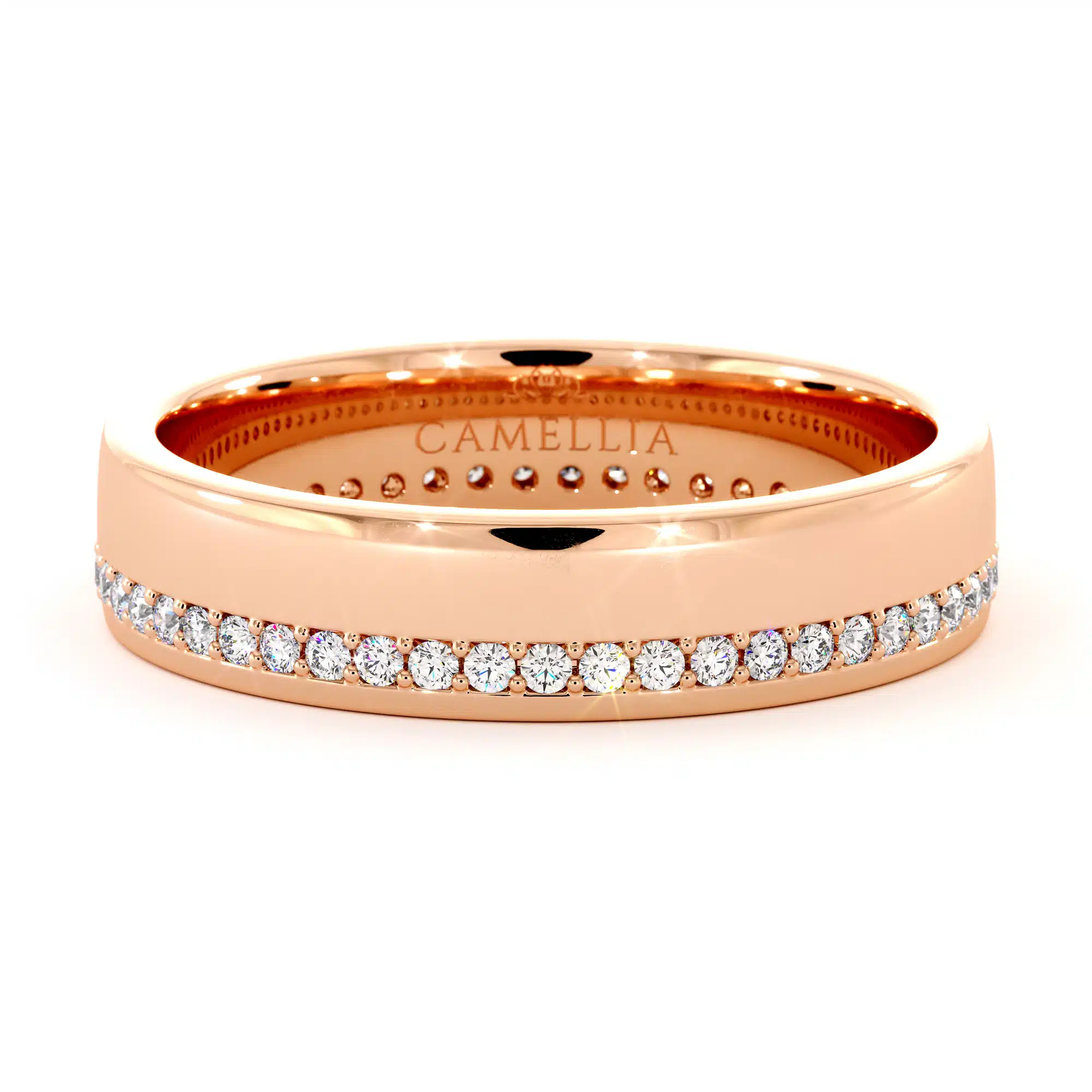 Beautiful 14k rose gold diamond woman band (2)