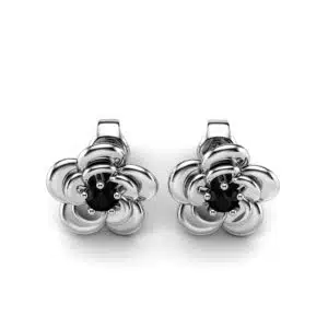 Flower Stud Black Diamond Earrings Elegant Bloom