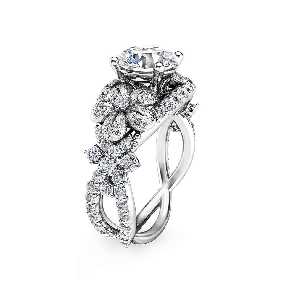 Unique Moissanite Engagement Ring 14K White Gold Flower Ring Diamond Moissanite Engagement Ring 1 Unique Moissanite Engagement Ring 14K White Gold Flower Ring Diamond Moissanite Engagement Ring