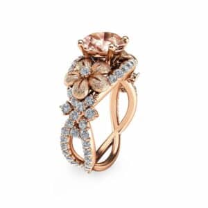 14K Rose Gold Morganite Engagement Ring Rose Gold Engagement Ring Morganite Engagement Ring Unique Engagement Ring