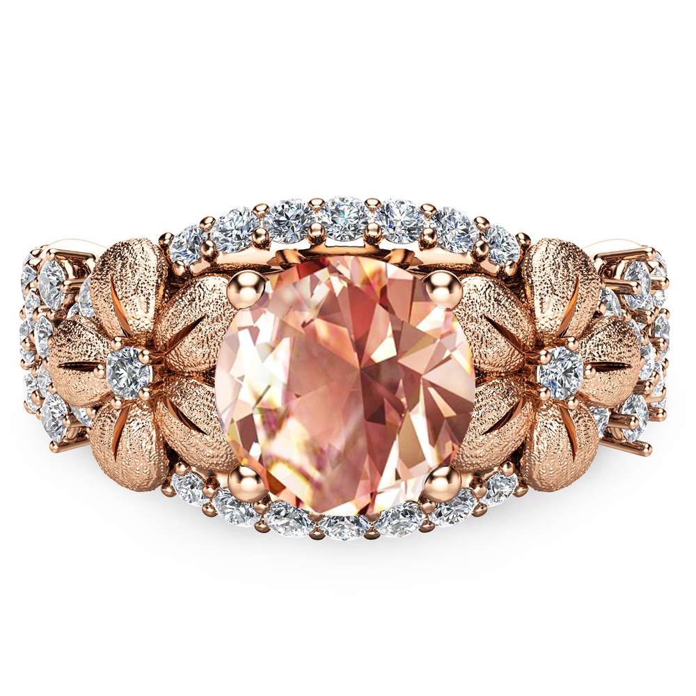 14K Rose Gold Morganite Engagement Ring Rose Gold Engagement Ring Morganite Engagement Ring Unique Engagement Ring