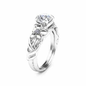 Moissanite Branch Engagement Ring 14K White Gold Branch Ring Unique Moissanite Engagement Ring