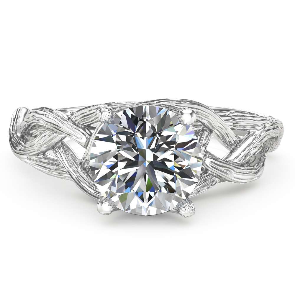 Unique Diamond Engagement Ring 14K White Gold Diamond Ring Natural Branch Gold Ring