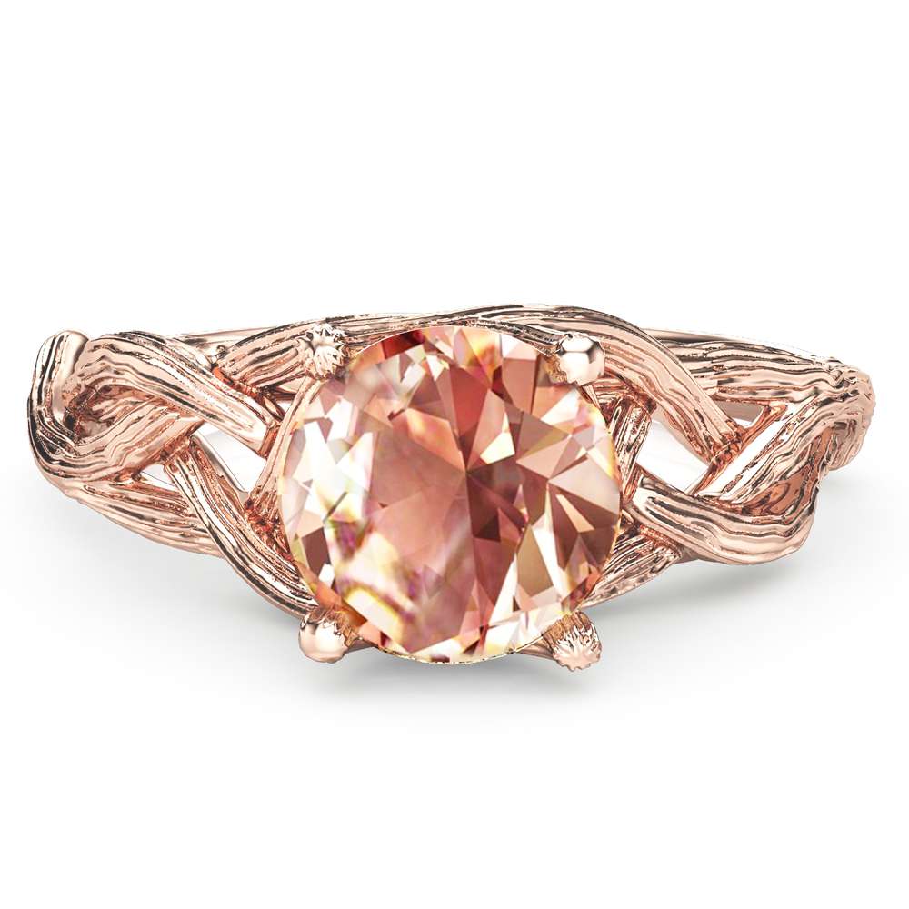 14K Rose Gold Morganite Engagement Ring Rose Gold Branch Ring Unique Morganite Twig Ring