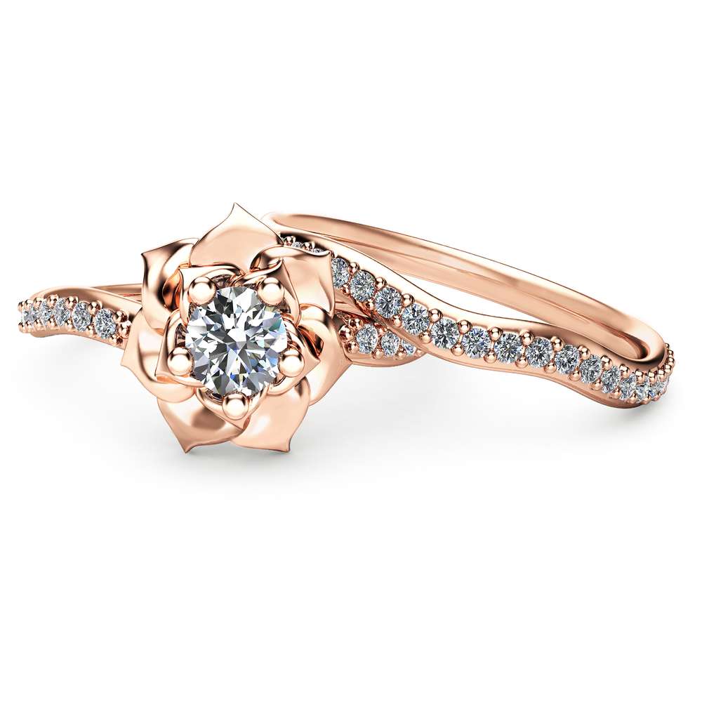 14K Rose Gold Diamond Engagement Ring Set Rose Gold Flower Ring Flower Engagement Ring 2 14K Rose Gold Diamond Engagement Ring Set Rose Gold Flower Ring Flower Engagement Ring