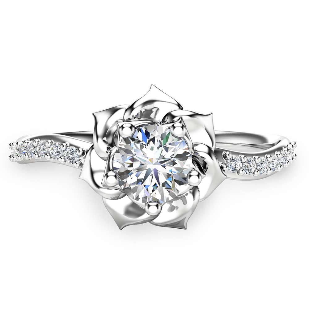 14K White Gold Diamond Ring Flower Engagement Ring Unique Diamond Ring 2 14K White Gold Diamond Ring Flower Engagement Ring Unique Diamond Ring