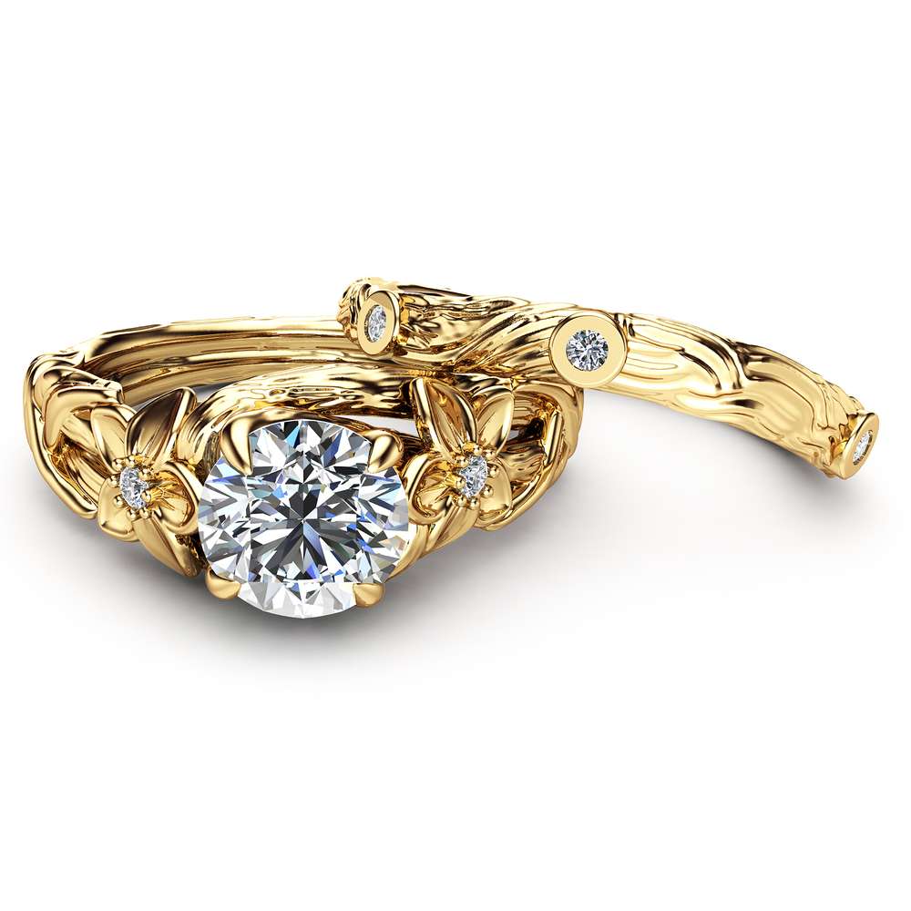 Unique Moissanite Engagement Ring Set Branch 14K Yellow Gold Bridal Set Forever Classic Moissanite Engagement Rings 2 Unique Moissanite Engagement Ring Set Branch 14K Yellow Gold Bridal Set Forever Classic Moissanite Engagement Rings