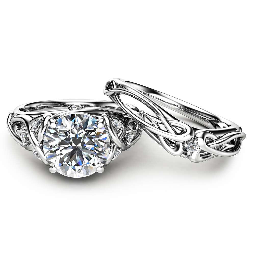 14K White Gold Unique Engagement Rings 2 Carat Moissanite Ring Set Unique Design Engagement Ring Set 2 14K White Gold Unique Engagement Rings 2 Carat Moissanite Ring Set Unique Design Engagement Ring Set