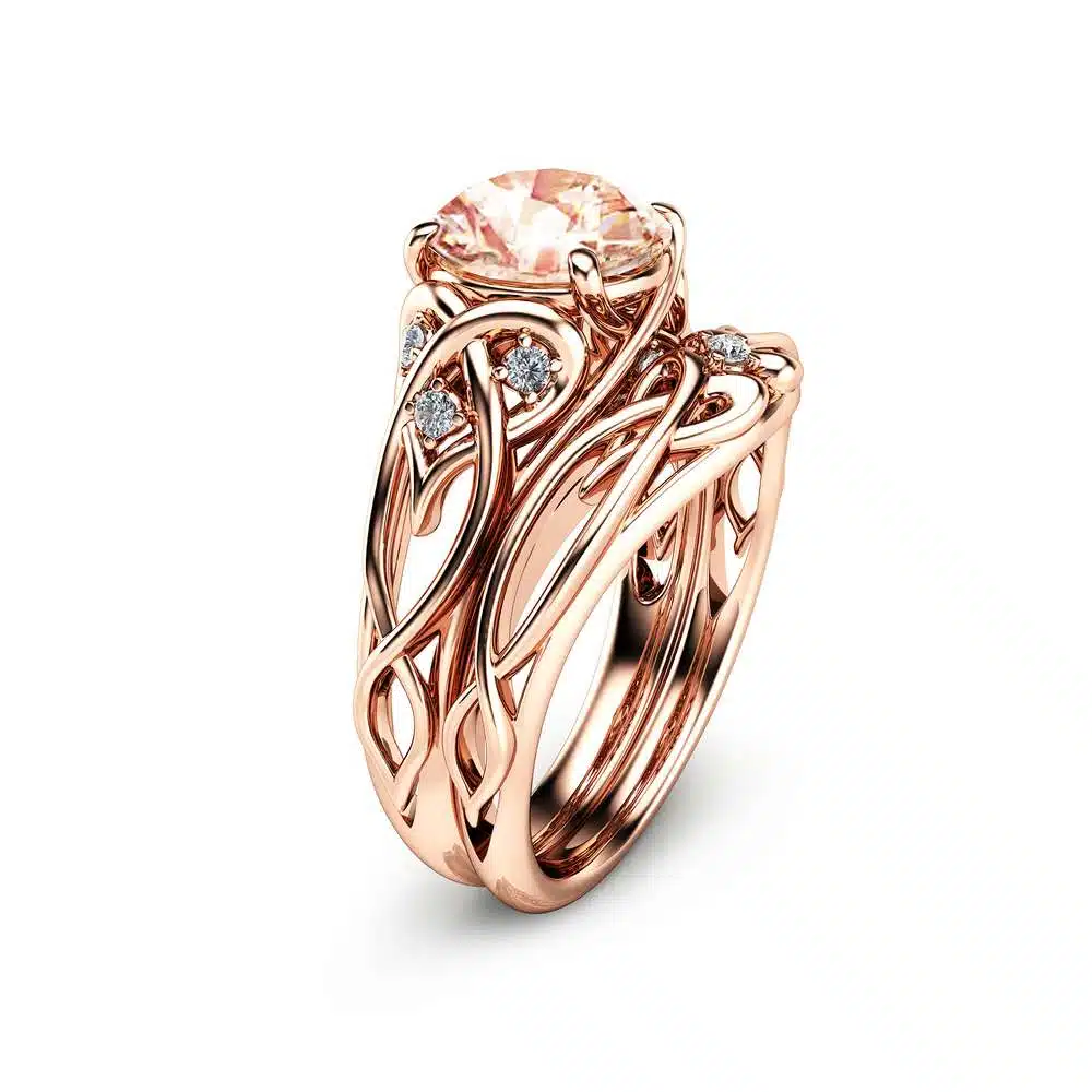 2 Carat Morganite Engagement Rings 14K Rose Gold Ring Set Unique Engagement Rings Rose Gold Morganite Rings 1 2 Carat Morganite Engagement Rings 14K Rose Gold Ring Set Unique Engagement Rings Rose Gold Morganite Rings