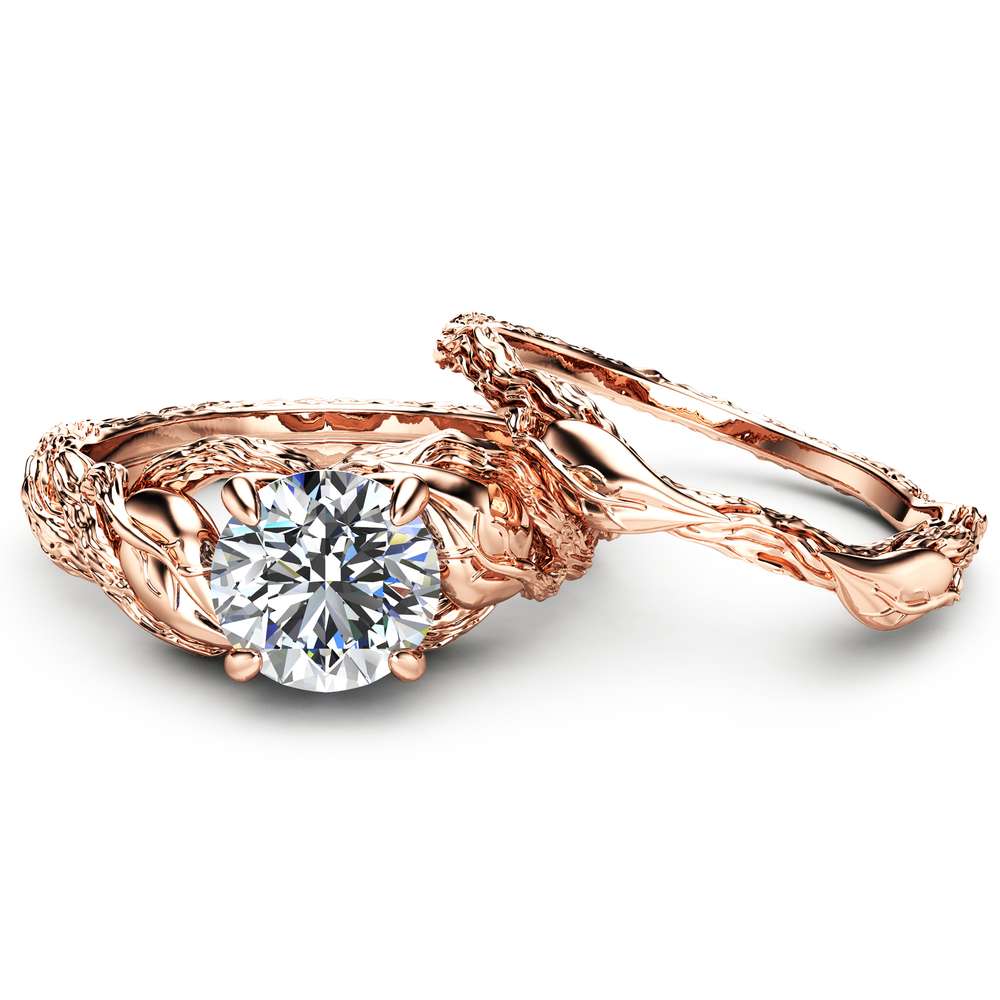 Nature Inspired Moissanite Engagement Ring Set 14K Rose Gold Engagement Rings Branch and Wedding Moissanite Rings 2 Nature Inspired Moissanite Engagement Ring Set 14K Rose Gold Engagement Rings Branch and Wedding Moissanite Rings