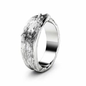 Twig Design Wedding Ring 14K Solid White Gold Branch Wedding Band