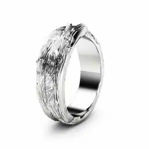 Twig Design Wedding Ring 14K Solid White Gold Branch Wedding Band